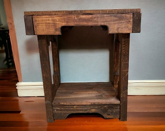 Rustic End Table | Farmhouse End Table | Farmhouse Side Table | Rustic Side Table | End Table With Shelf Wooden End Table