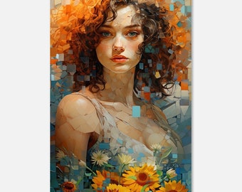 Affiche Sunflower Girl - Premium Matte Paper Poster