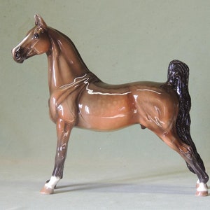 Dark Bay Saddlebred -  Ceramic Figurine - 23cm High x 22cm Long - Cheval Ceramics