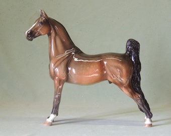 Dark Bay Saddlebred -  Ceramic Figurine - 23cm High x 22cm Long - Cheval Ceramics