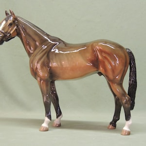 Dark Bay Thoroughbred - Ceramic Horse Figurine - 34cm long x 29 high - Cheval Ceramics