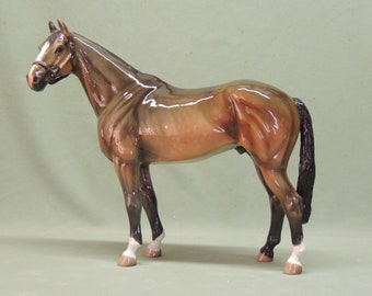 Dark Bay Thoroughbred - Ceramic Horse Figurine - 34cm long x 29 high - Cheval Ceramics