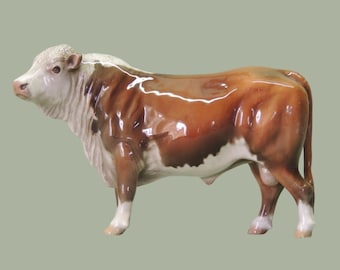 Hereford Bull - Ceramic Figurine - 22cm Long x 15cm High - Cheval Ceramics