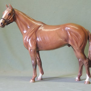 Thoroughbred Chestnut - Ceramic Horse Figurine - 31cm Long x 29cm High - Cheval Ceramics