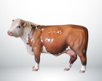 Hereford Cow - Ceramic Figurine - 22cm Long x 15cm High - Cheval Ceramics