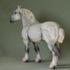 Grey Percheron - Ceramic Horse Figurine - 25cm High - 21cm Long - Cheval Ceramics image 2