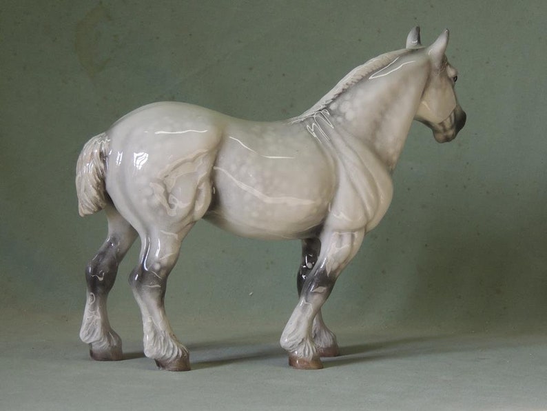 Grey Percheron - Ceramic Horse Figurine - 25cm High - 21cm Long - Cheval Ceramics image 4