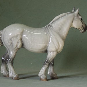 Grey Percheron - Ceramic Horse Figurine - 25cm High - 21cm Long - Cheval Ceramics image 3