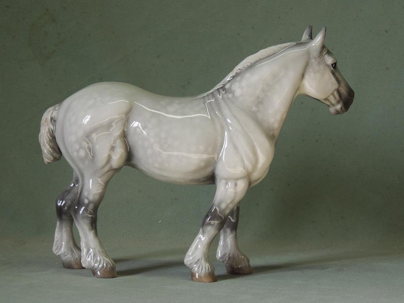 Grey Percheron - Ceramic Horse Figurine - 25cm High - 21cm Long - Cheval Ceramics image 3