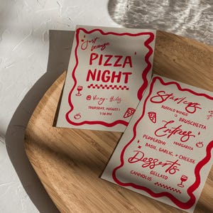Pizza-Party einladen Pizza-Party-Menü Ästhetische Pizza-Party-Einladung
