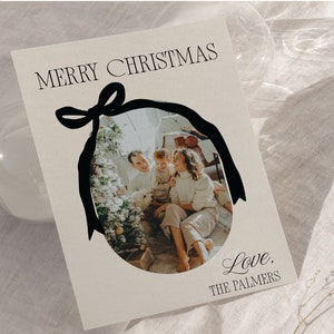 Ribbon and Bow Modern Christmas Card Template