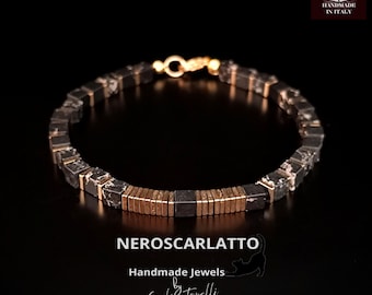 Black Tourmaline and Hematite Bracelet Gold Plated, Natural Stones of Protection and Strength, Handmade to Measure