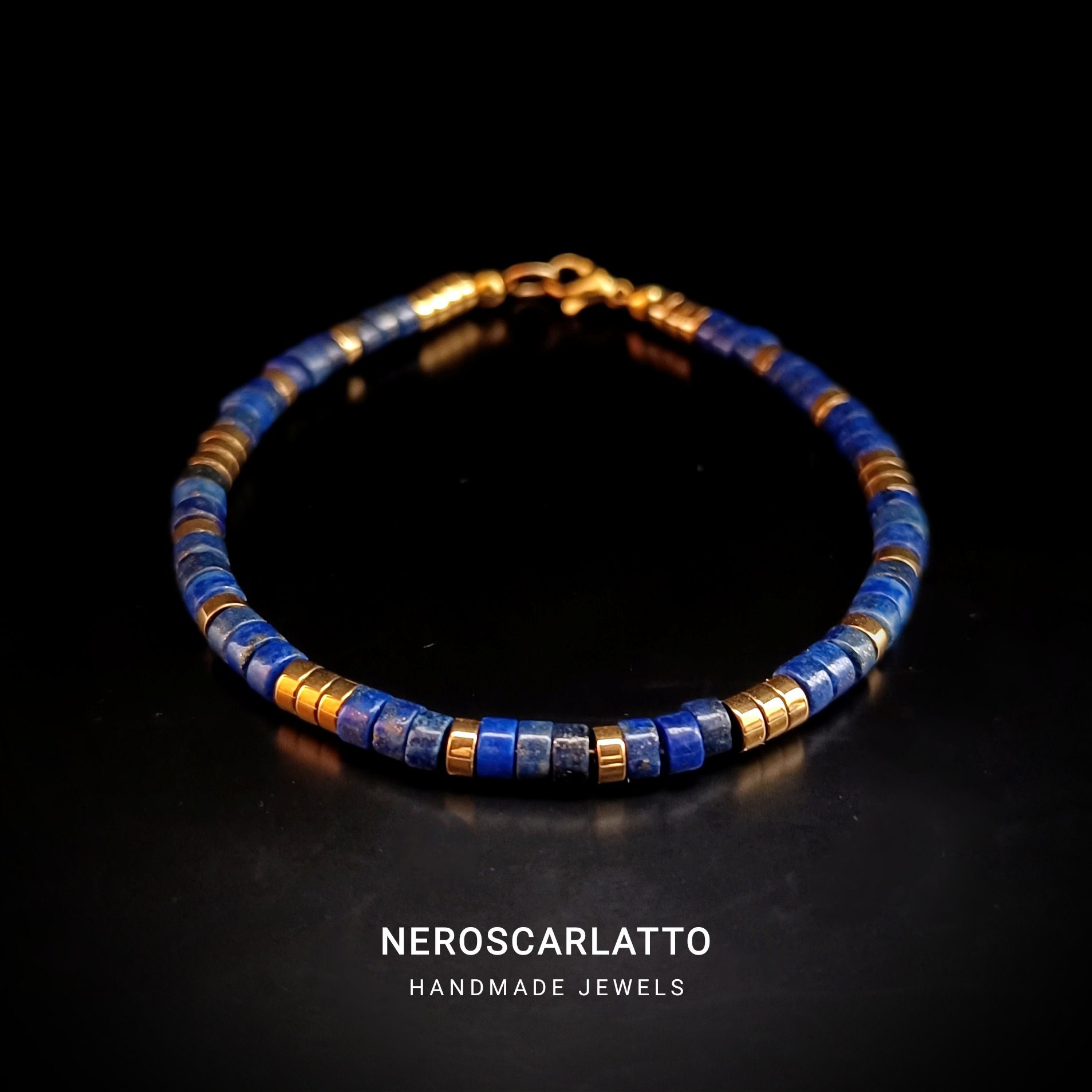 Bracciale Lavorato A Maglia Con Pietra Preziosa Di Lapislazzuli