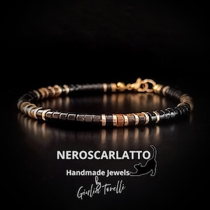 Herenarmband met Onyx en Tijgeroog kralen - Handgemaakte elegantie, Gouden Hematiet, Gepersonaliseerd - Handgemaakt op maat