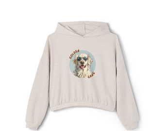 English Cream Golden Gang Women's Cinched Bottom Hoodie Front Print