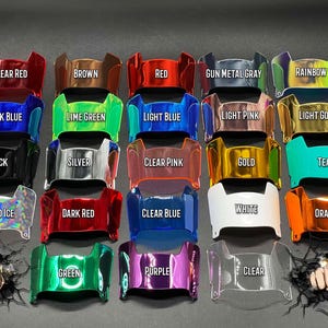 Mini Chrome Mirror Helmet Visors (Display Only) Many clip color Choices!
