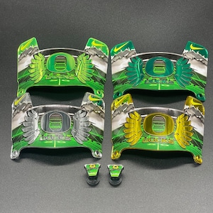 University of Oregon Ducks Chrome Mirror Custom Mini Helmet Visor, Display Only Riddell Speed Mini Compatible, Clips Included, Free Shipping