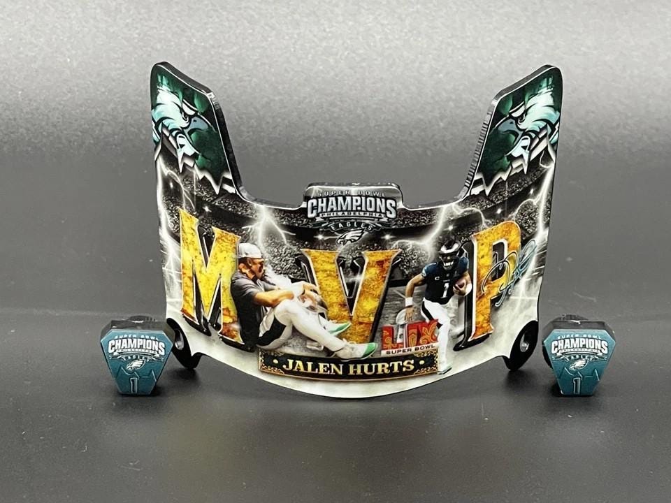 Custom Philadelphia Eagles Jalen Hurts MVP Mini Helmet Visor (Hard Style)