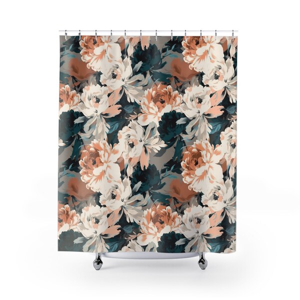 Vintage-Inspired Floral Pattern Shower Curtain