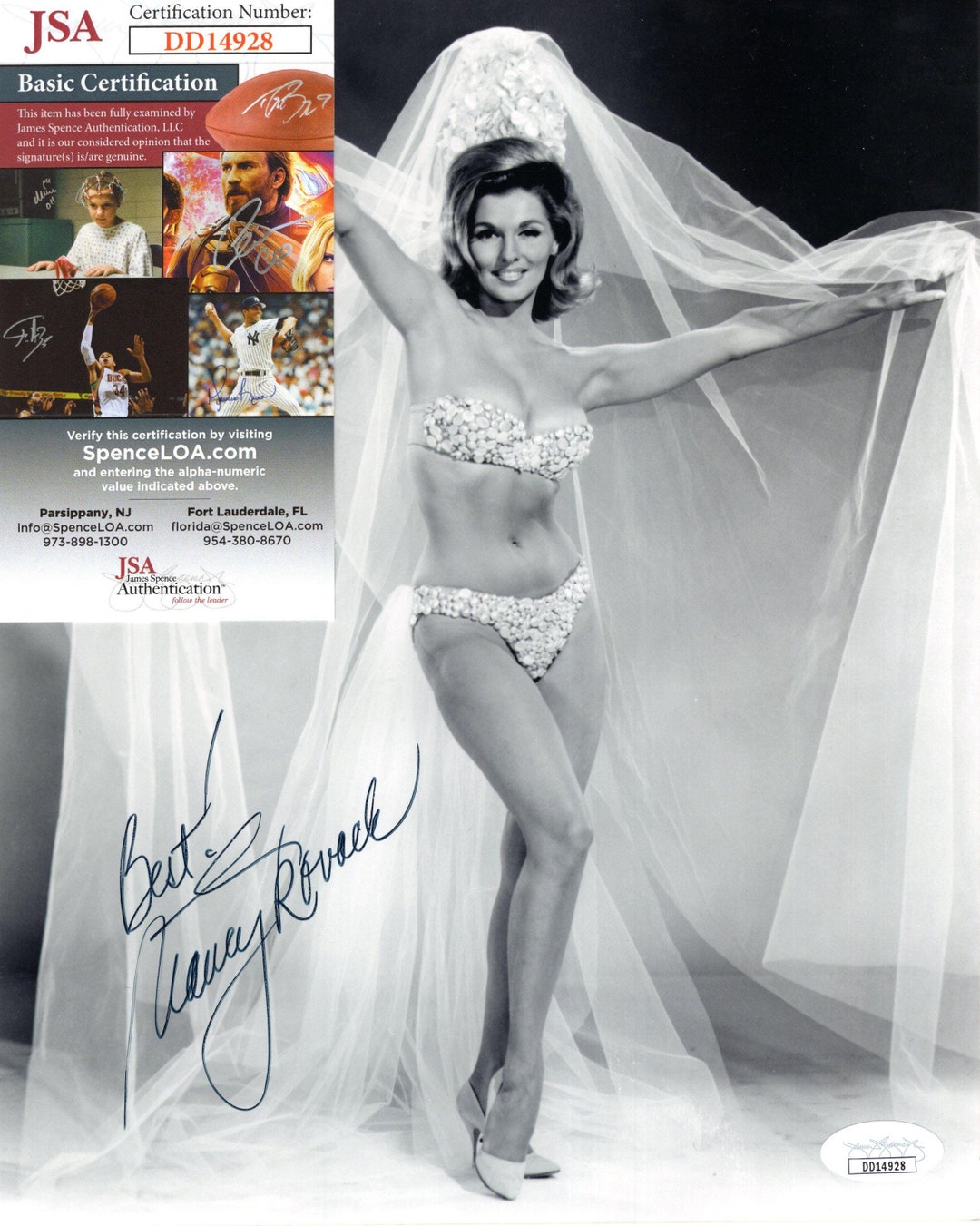 Nancy Kovack Actress Hand Signed Autograph 8x10 Sexy Bikini Photo With