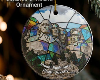 Mount Rushmore Souvenir Stained Glass Ornament, Black Hills South Dakota, Window Hanging Decoration, Holiday Collectible Gift, Badlands
