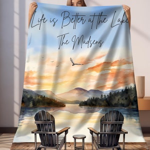 Custom Lakehouse Blanket with Name, Personalized Lakehouse Owner,  Lakehouse Decor, Lake Lover Gift, Custom Boat Blanket, Lakehouse Welcome