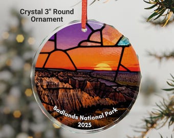Badlands National Park Faux Stained Crystal Ceramic Ornament, Black Hills Souvenir, National Park Lover Gift, Nature Outdoors Sunsets