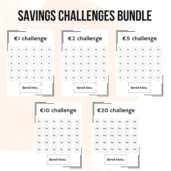 PRINTABLE Euro Savings Challenge, Saving Challenge Bundle, Printable Saving Changes, Instant Download, Money Saving, Money Saving Challenge