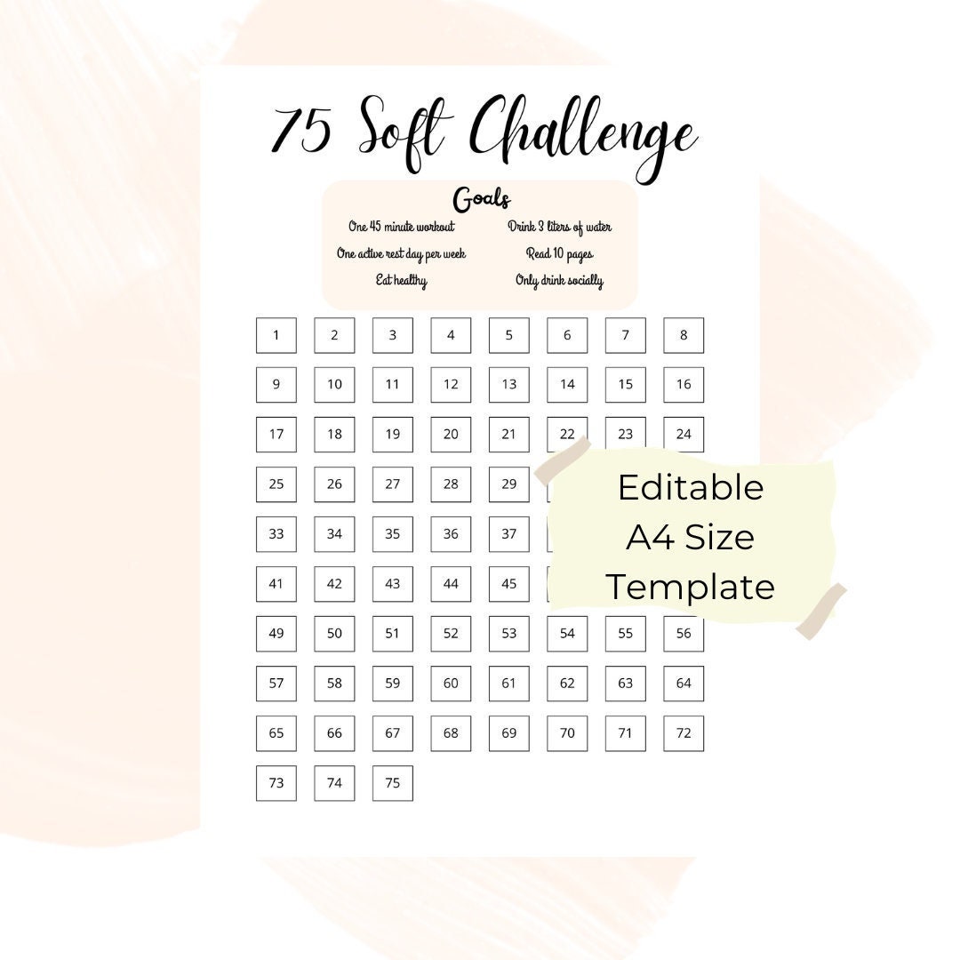 EDITABLE 75 Soft Tracker Template, Size A4, Canva Editable Template ...
