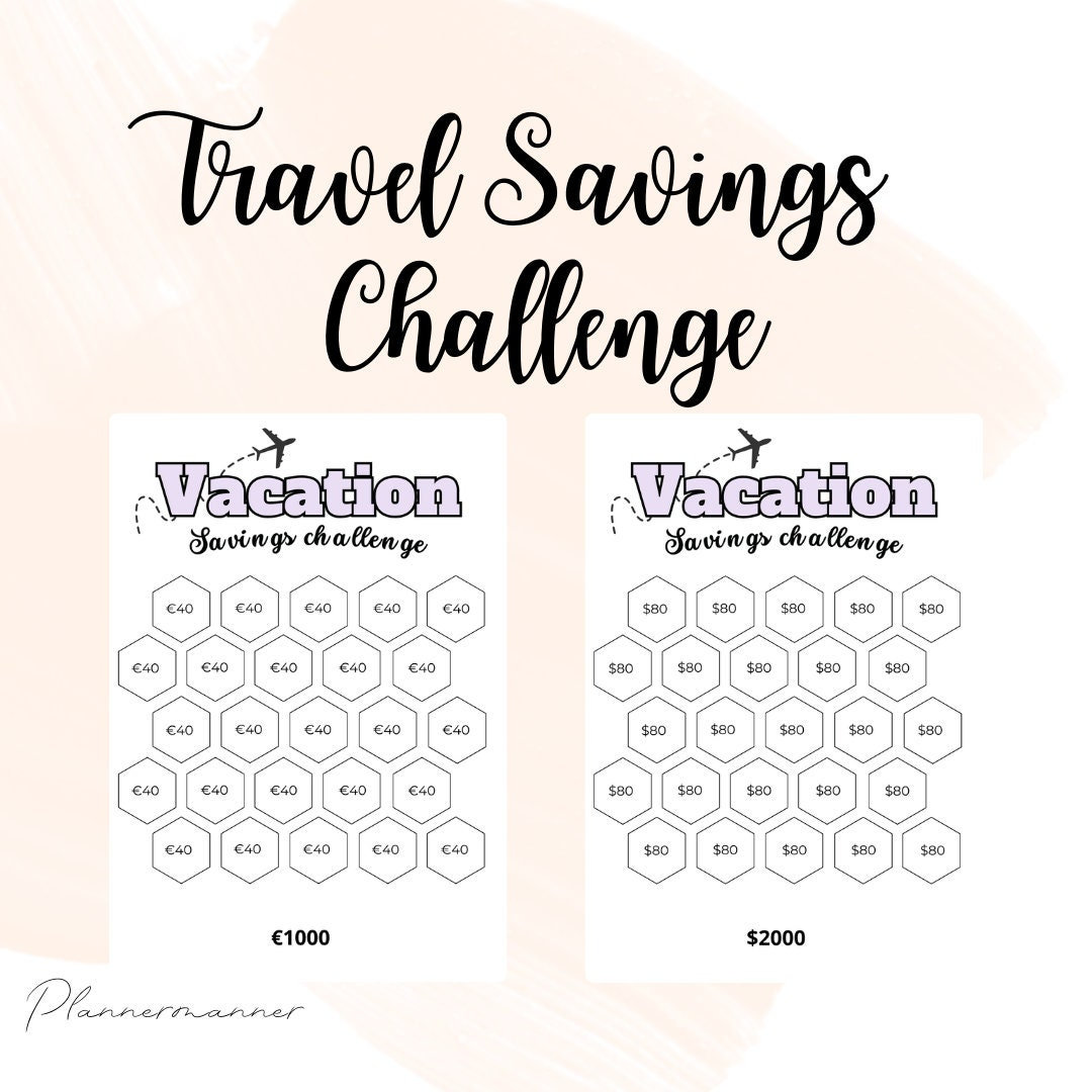 PRINTABLE Vacation Savings Challenge Bundle Savings Challenge Trackers Savings Challenge Travel ...