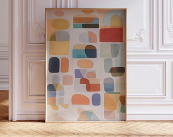 Pastel Gouache Abstract Art Print: Mid-Century Modern (Digital Download)