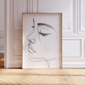 Minimalist Woman Face Line Art Print: Modern Portrait (Digital Download)
