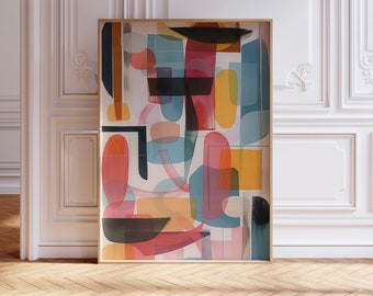 Gouache Abstract Art Print: Mid-Century Modern Poster (Digital Download)