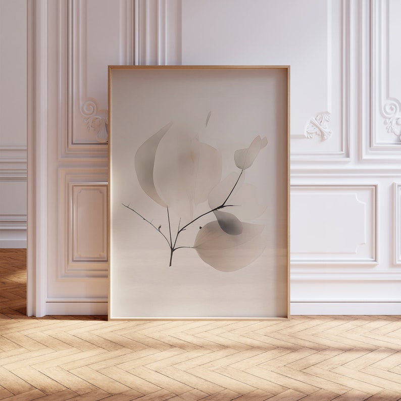 Japandi Leaf Art in Glass Picture Frame