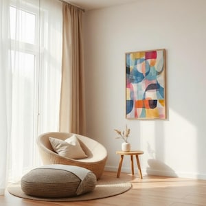 Colorful Abstract Wall Art | Downloadable Print | Pastel Colors | Vintage Modern | Organic Shapes | Warm Colors image 12