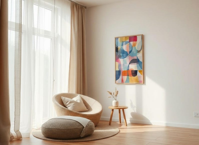Colorful Abstract Wall Art | Downloadable Print | Pastel Colors | Vintage Modern | Organic Shapes | Warm Colors image 12
