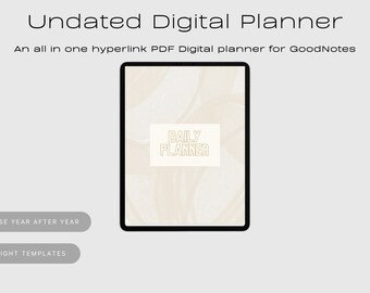 Beige odaterad digital kalender | Hyperlänkad | Daglig | Veckovis | Organisatör | Vanespårare