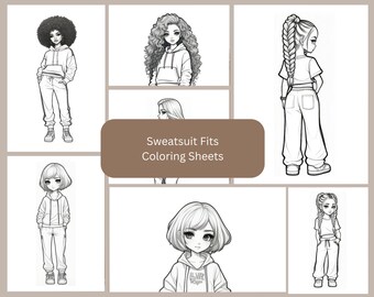 22 Girls Sweatpants Fashion Coloring Pages | Cozy Fashion | Printable PDF