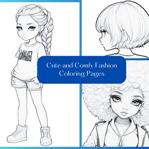 25 Cute and Comfy Fashion Girls Digital Coloring Book, Coloring Pages, Women Printable PDF