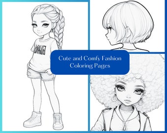 25 Cute and Comfy Fashion Girls Digital Coloring Book, Coloring Pages, Women Printable PDF