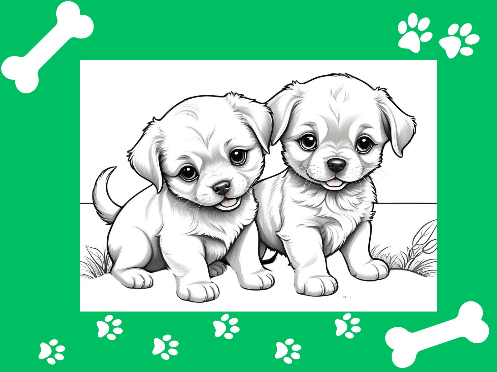 17 Cute Puppies Digital Coloring Book, Coloring Pages, Puppy Printable ...