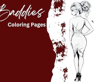 26 Baddie Fashion Girls Digital Coloring Book, Coloring Pages, Women Printable PDF
