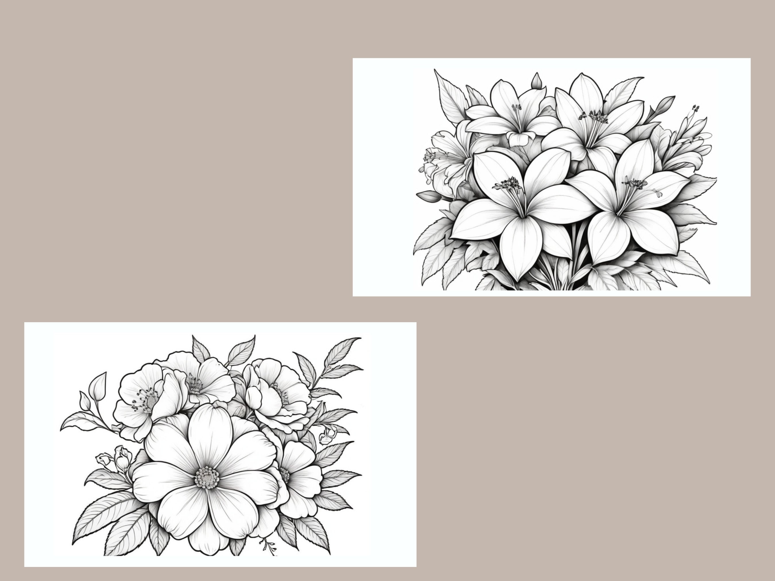 Printable Floral Coloring Sheet, Flower Printable Color Sheet ...