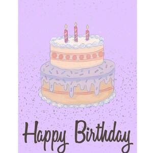 Carte d'anniversaire gâteau violette