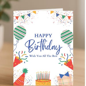 Cartão de aniversário para impressão em PDF para download digital
