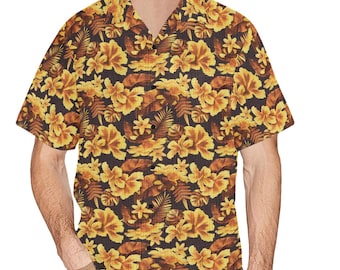 Majima Goro Hawaiian Shirt: Yakuza Pirate Hibiscus Button-Up | Chest Pocket