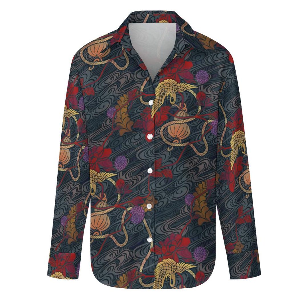 Women's Kosei Shishido Crane Yakuza-inspired Button-up Shirt