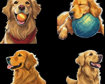 Pegatinas de Golden Retriever, amante de Golden, amante de los perros, encantador conjunto de pegatinas de vinilo Golden Retriever - Poses de perros juguetonas y adorables para amantes de las mascotas