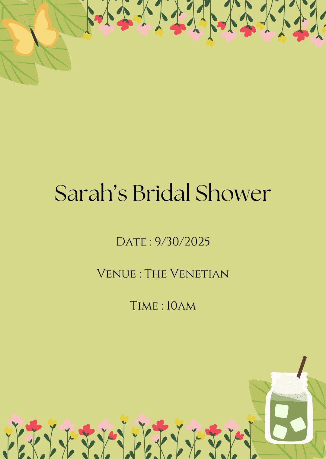 Invite Sign Matacha Bridal Shower E-invite Sign Digital Invitation & Event Sign - Etsy