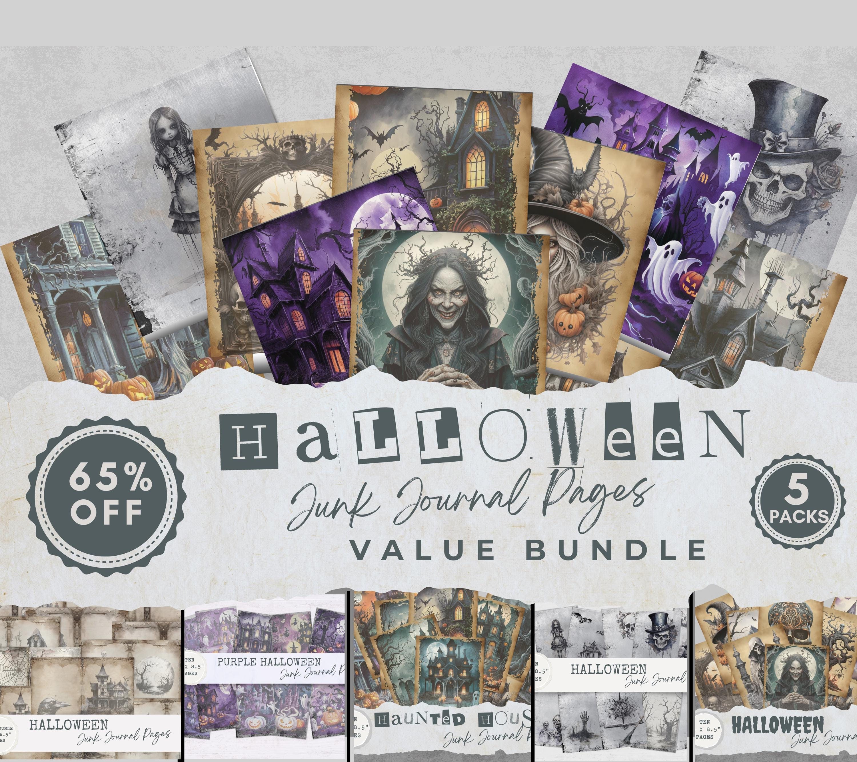 ハロウィン ジャンク ジャーナル ページ バリュー バンドル、お化け